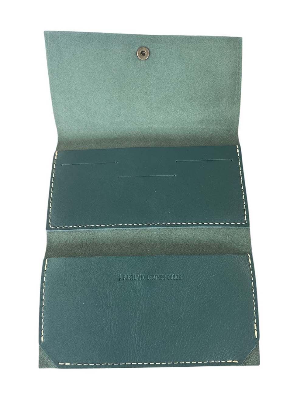 Portland Leather Goods Rancher Wallet Smooth Teal Blue Folding Clutch NEW - Picture 4 of 7